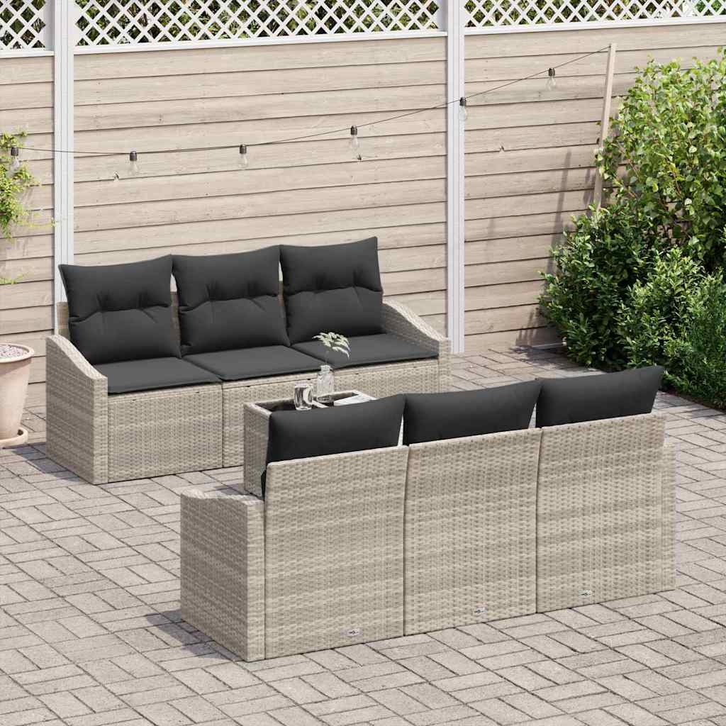 Garten-Sofa-Set 7 pcs Hellgrau und Dunkelgrau 55 x 55 x 37 cm